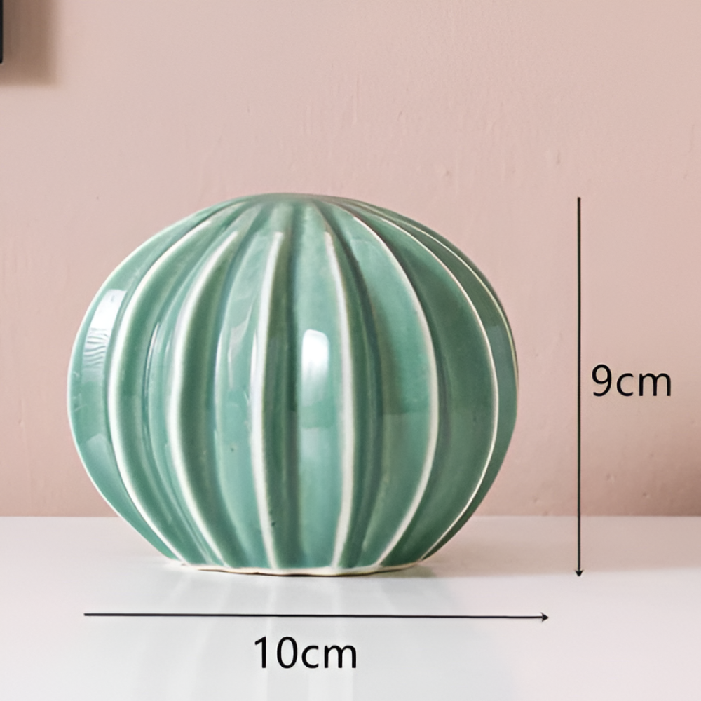 Skandynawska Ręcznie Robiona Rzeźba Kaktusa - Zielona Ceramiczna Dekoracja do Salonu i Biura 6
