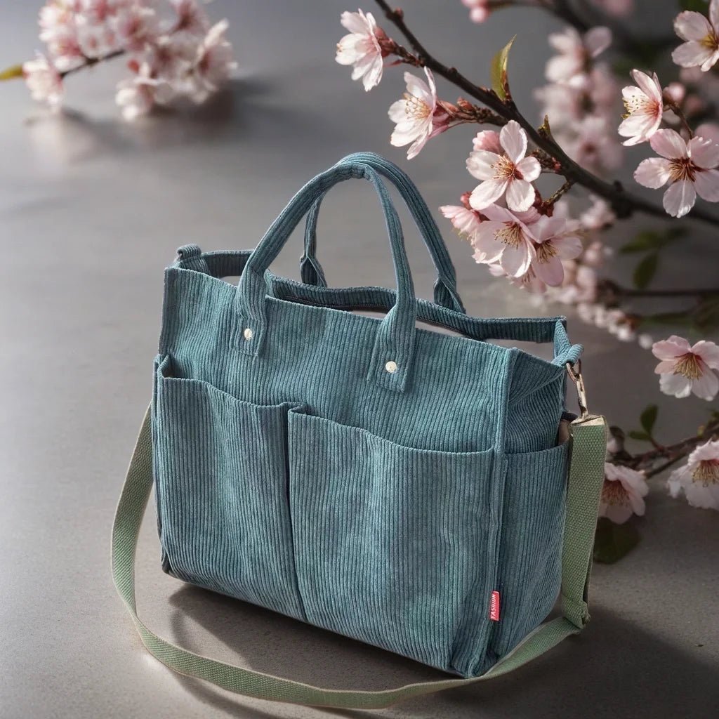 Stylowa Torba Męska na Ramię 32x28x12cm - Wytrzymały Sztruks Czarna na Co Dzień 1