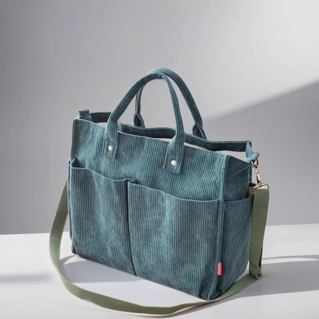 Stylowa Torba Męska na Ramię 32x28x12cm - Wytrzymały Sztruks Czarna na Co Dzień 10