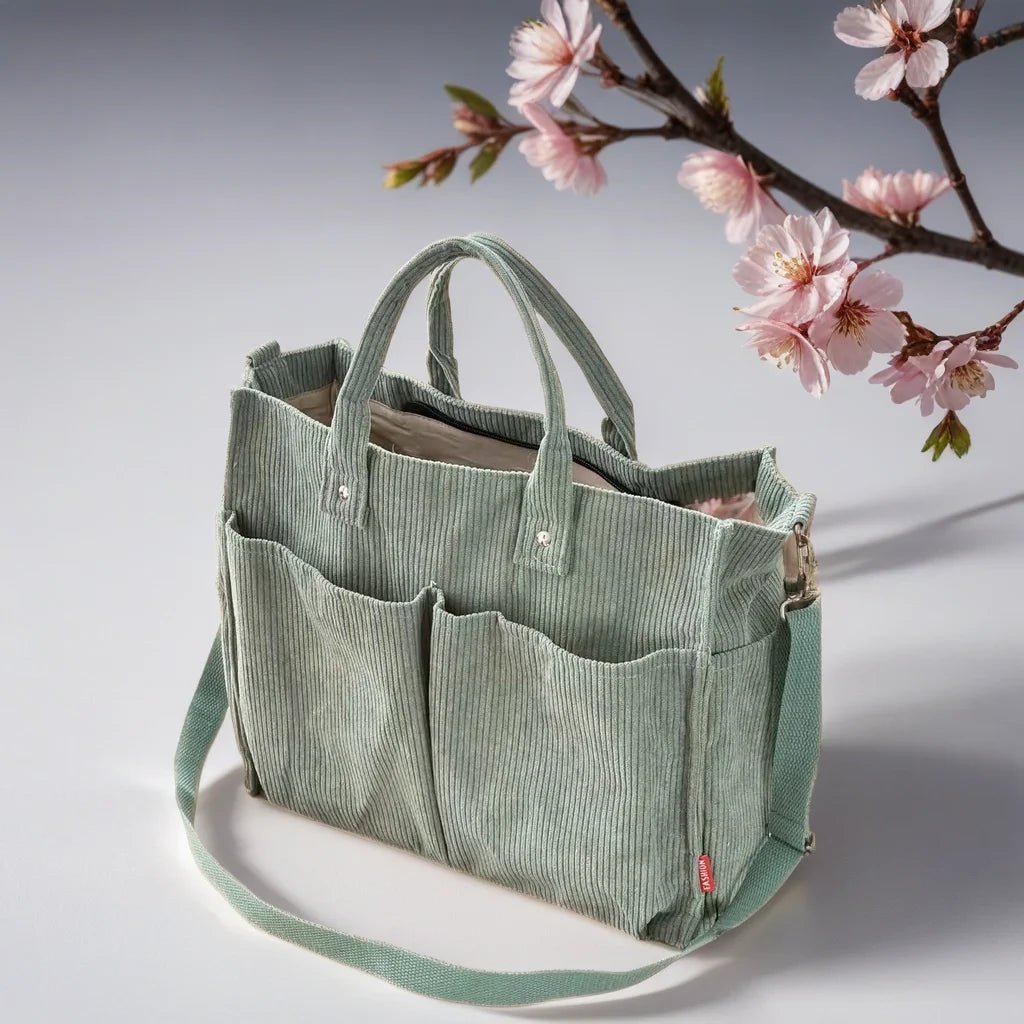 Stylowa Torba Męska na Ramię 32x28x12cm - Wytrzymały Sztruks Czarna na Co Dzień 3
