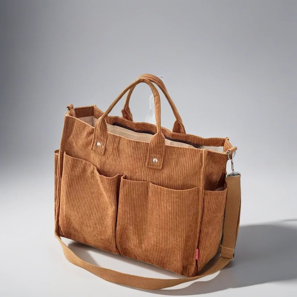 Stylowa Torba Męska na Ramię 32x28x12cm - Wytrzymały Sztruks Czarna na Co Dzień 9