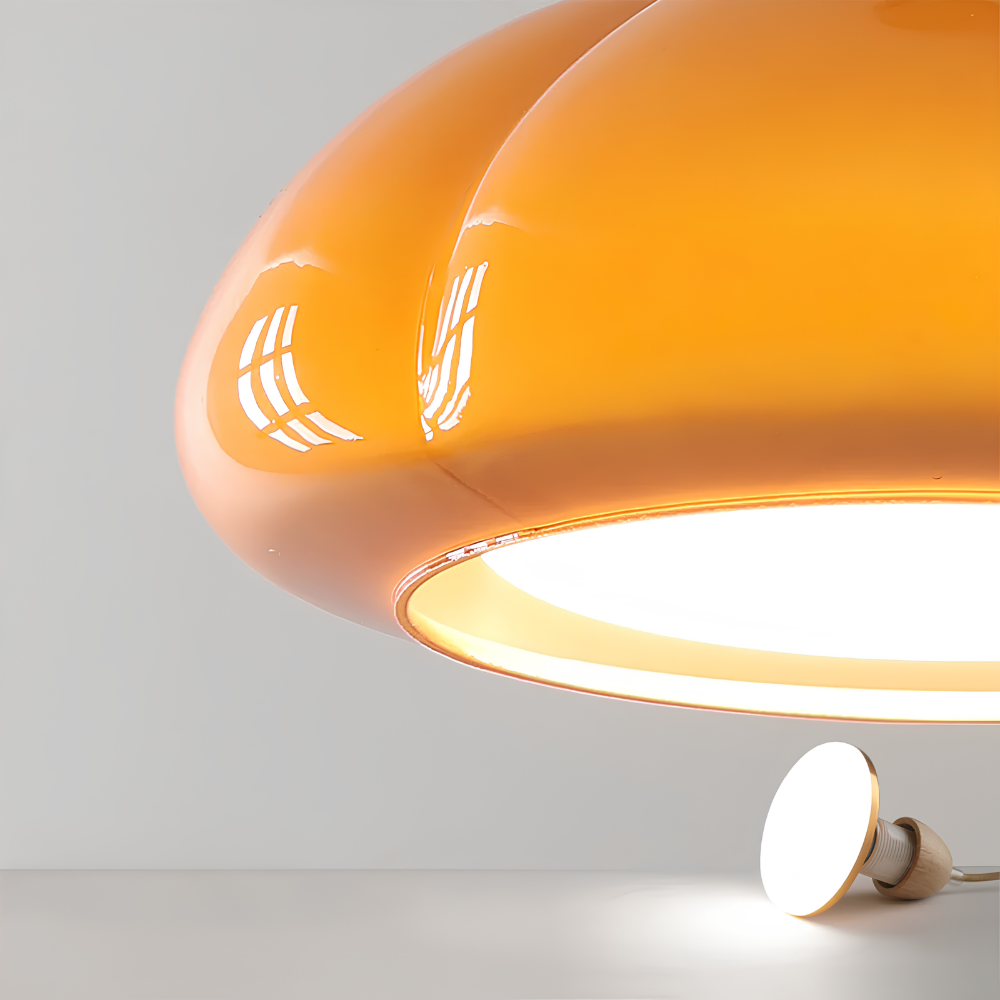 Szklana Lampa Wisząca Retro z Drewnianym Akcentem – 1-Punktowa Lampa Sufitowa do Kuchni, Jadalni i Salonu