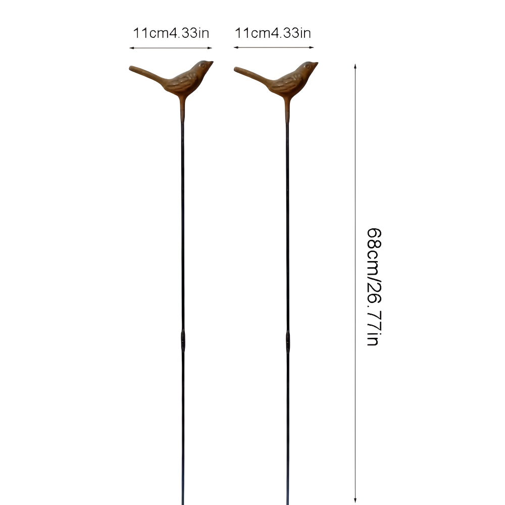 Vintage Cast Iron Garden Stake Set of 2 - Rusty 3D Bird Design for Outdoor Decor 8