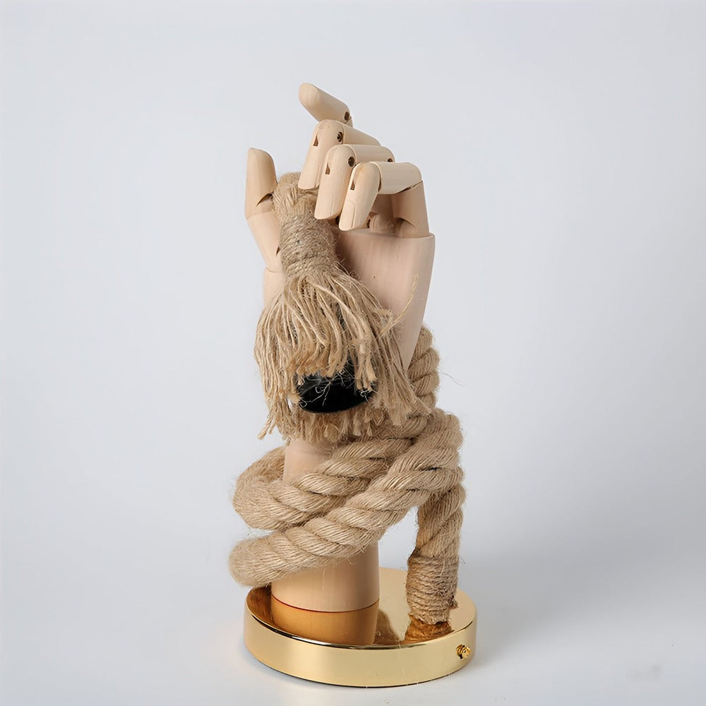 Vintage Handcrafted Kinkiet Ścienny - Drewno z Liny Konopnej, Przytulne Oświetlenie do Sypialni lub Salonu 6