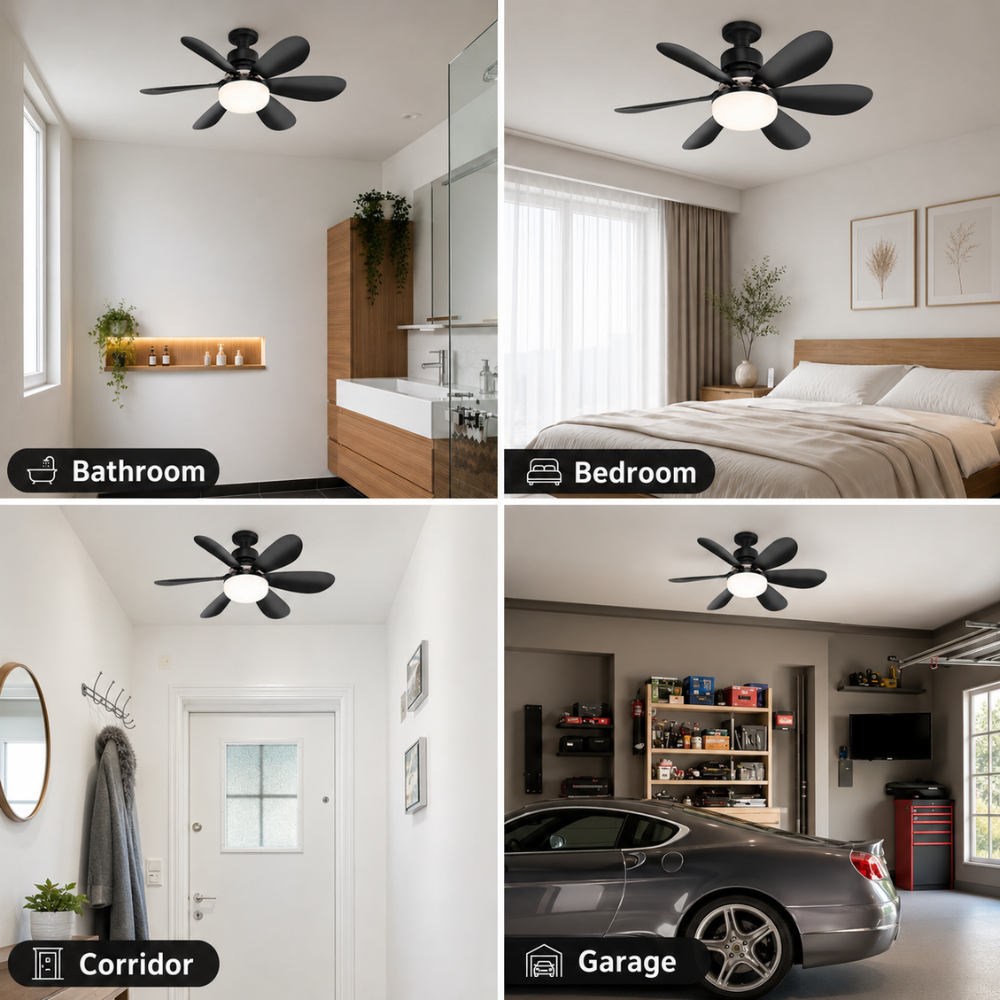 Wentylator sufitowy z oświetleniem E27 LED, gniazdem śrubowym, pilotem, 40W do sypialni i salonu 1