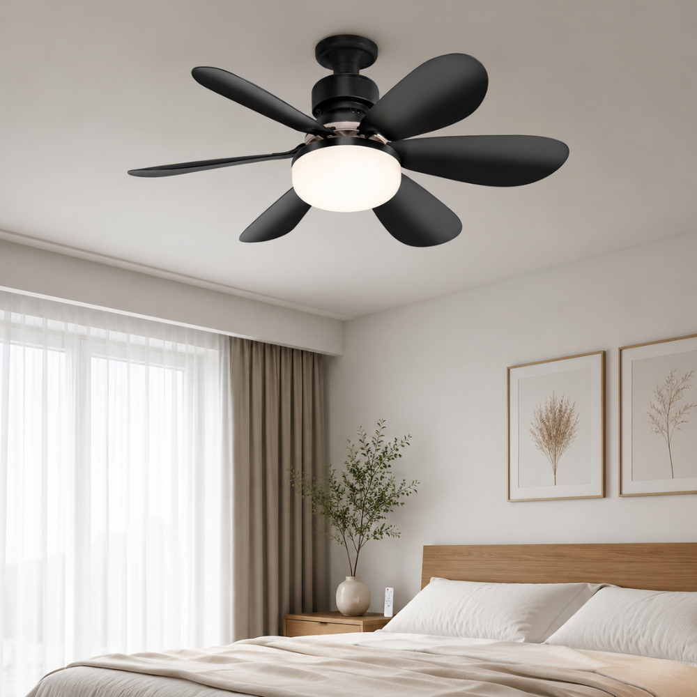 Wentylator sufitowy z oświetleniem E27 LED, gniazdem śrubowym, pilotem, 40W do sypialni i salonu 2