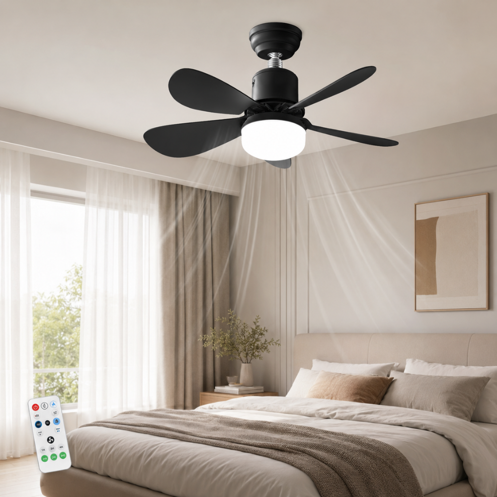 Wentylator sufitowy z oświetleniem E27 LED, gniazdem śrubowym, pilotem, 40W do sypialni i salonu 5