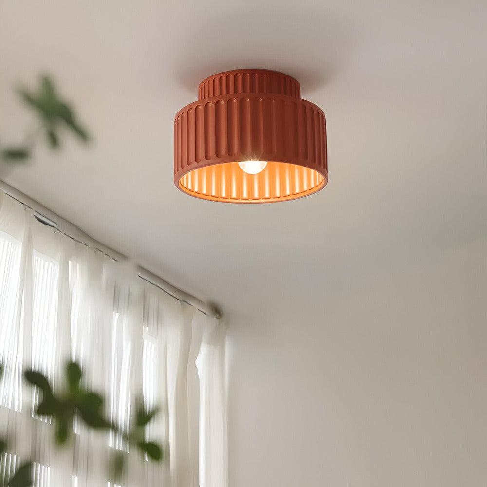 Żebrowana biała lampa sufitowa z żywicy - wpuszczana lampa sufitowa z krawędzią z żywicy 1