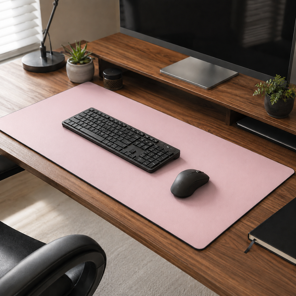 Zestaw 2 dużych podkładek na biurko i podkładek pod mysz 90 × 40 cm – minimalistyczne, antypoślizgowe podkładki na biurko z obszytym brzegiem do biura, biura domowego i gier 3