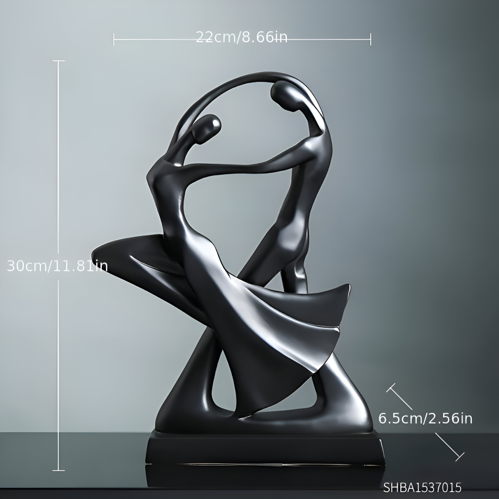 Wymiary czarnej figurki tancerzy: 30 cm wysokości i 22 cm szerokości