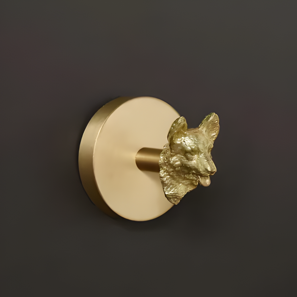 Mosiężny haczyk na ubrania w kolorze złotym, wzór Pies 2