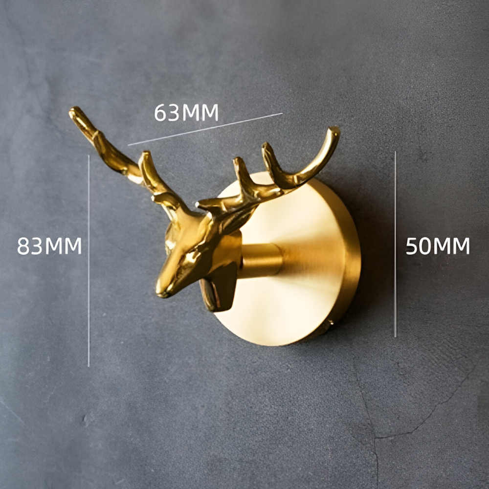 Wymiary haczyka z jeleniem: 83 x 63 mm, podstawa 50 mm