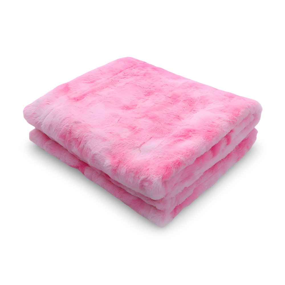 Złożony różowy koc polarowy tie-dye