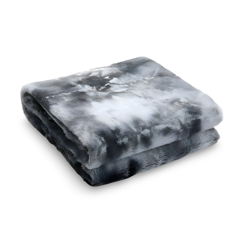 Złożony szary koc polarowy tie-dye