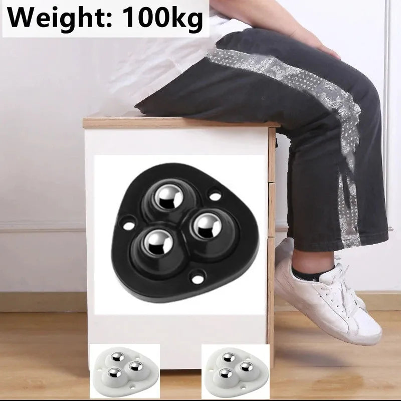 Zdjęcie producenta z angielskim napisem o udźwigu 100 kg, osoba siedzi na szafce z kółkami