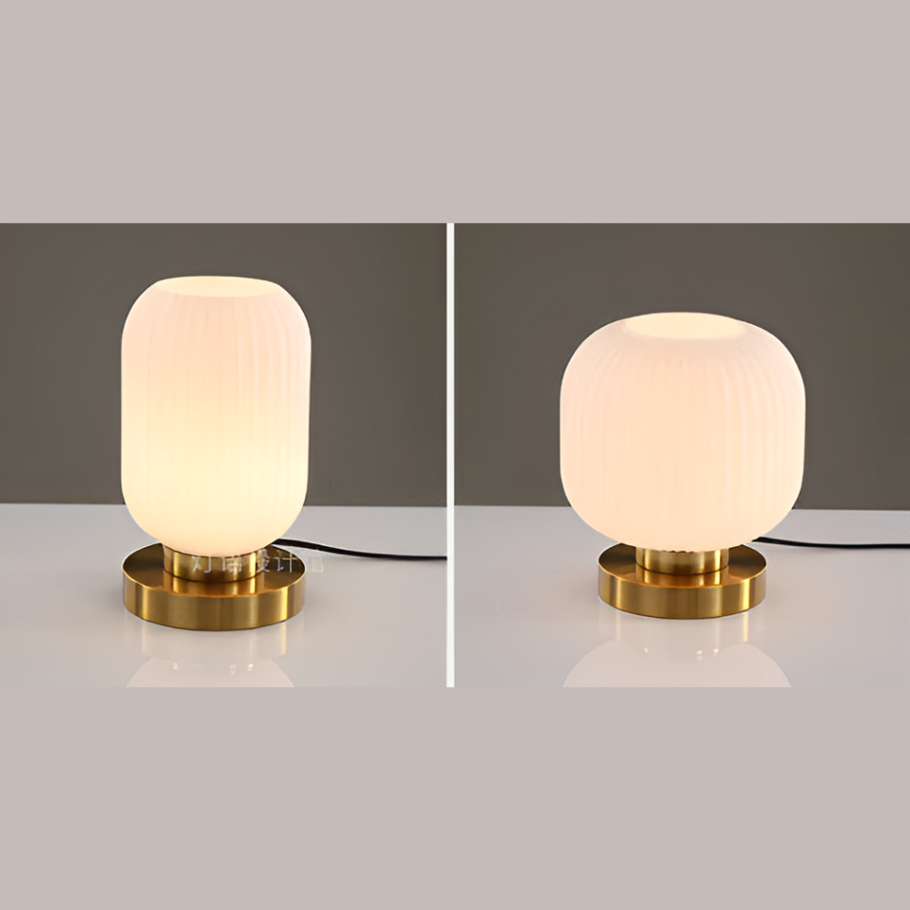 Kremowa lampa nocna w dwóch kształtach