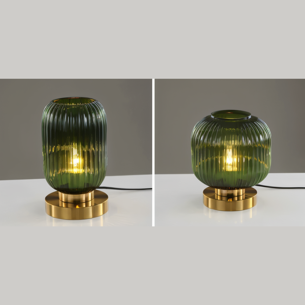 Zielona lampa nocna w dwóch kształtach