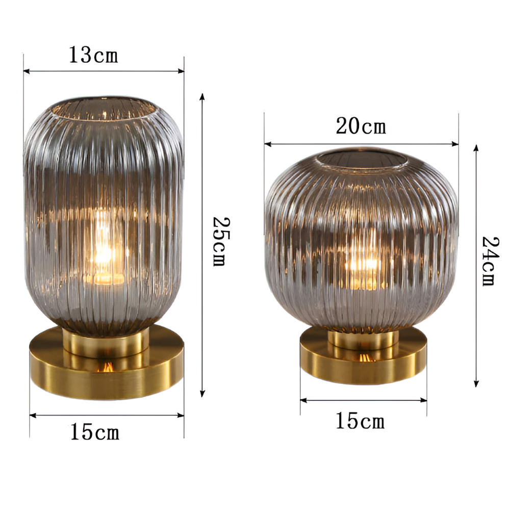 Wymiary lampy: 13 x 25 cm i 20 x 24 cm, podstawa 15 cm