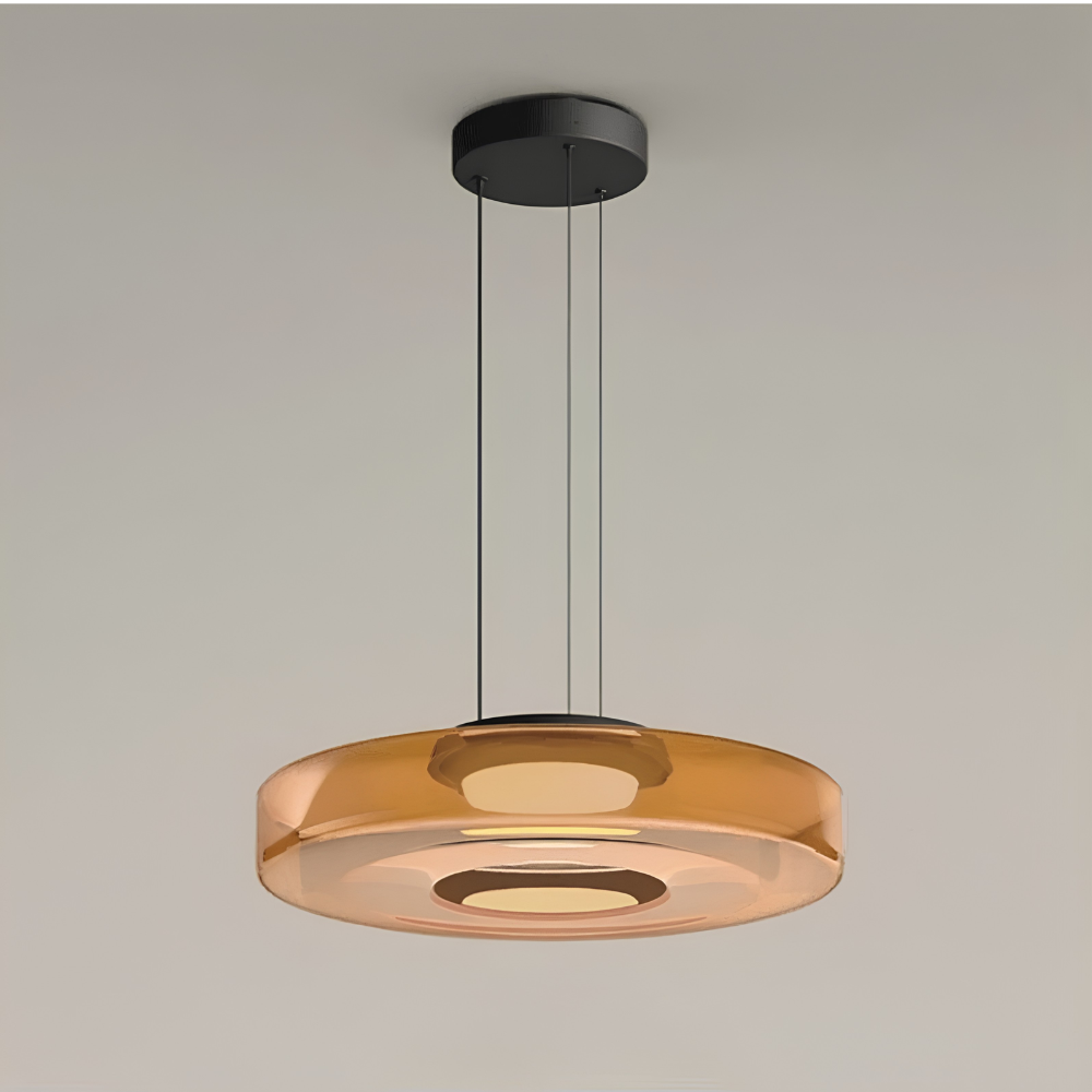 Bursztynowa lampa wisząca szklana z jednym kloszem