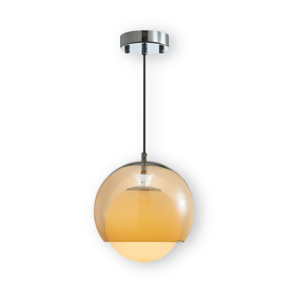 Lampa wisząca kula z bursztynowego szkła – zdjęcie 1
