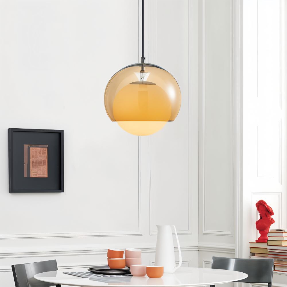 Lampa wisząca kula z bursztynowego szkła – zdjęcie 2