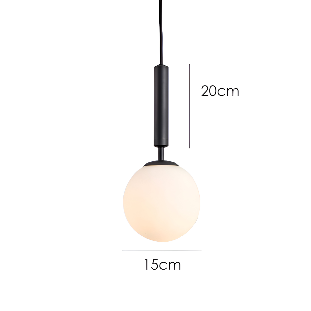 Czarna lampa wisząca kula Ø 15 cm z wymiarami