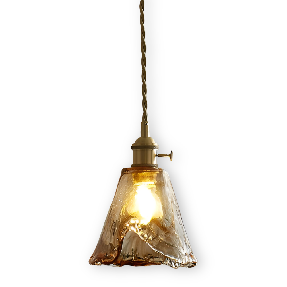 Lampa wisząca Model B o średnicy 15 cm, mosiądz i bursztyn