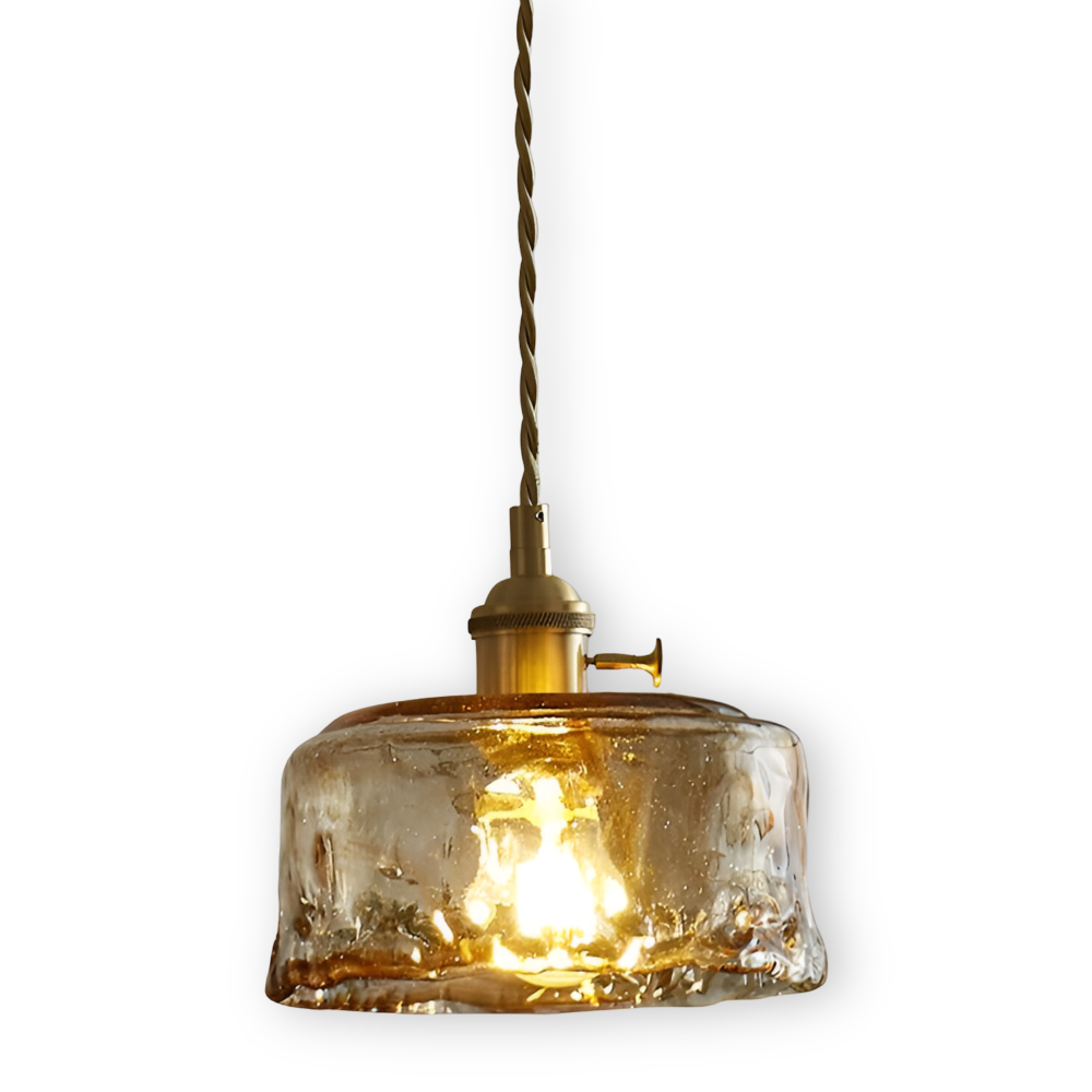 Lampa wisząca Model C o średnicy 16,5 cm, mosiądz i bursztyn