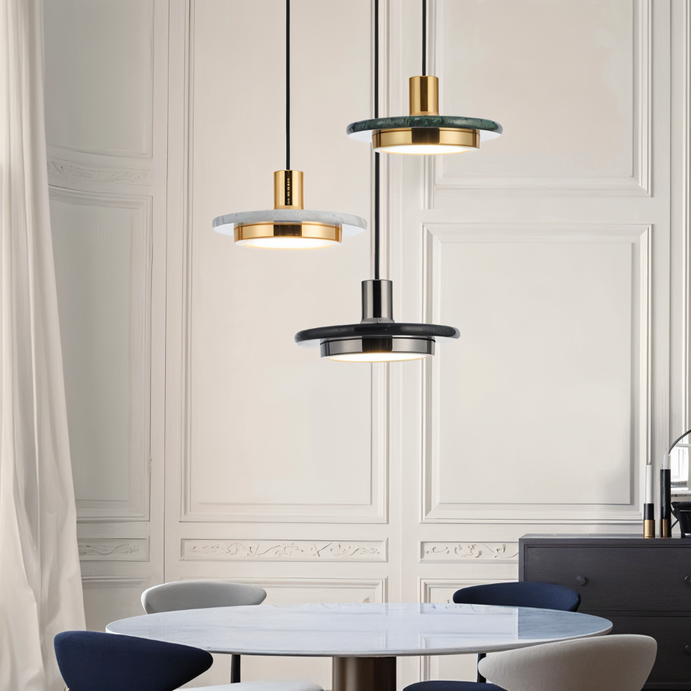 Lampa wisząca nad stół LED z marmurem – zdjęcie 4