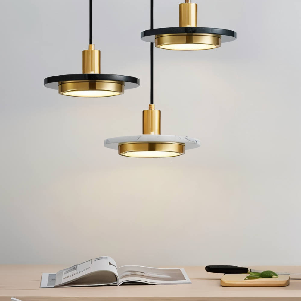 Lampa wisząca nad stół LED z marmurem – zdjęcie 6