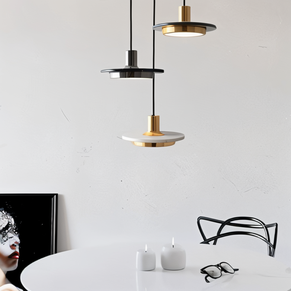 Lampa wisząca nad stół LED z marmurem – zdjęcie 7