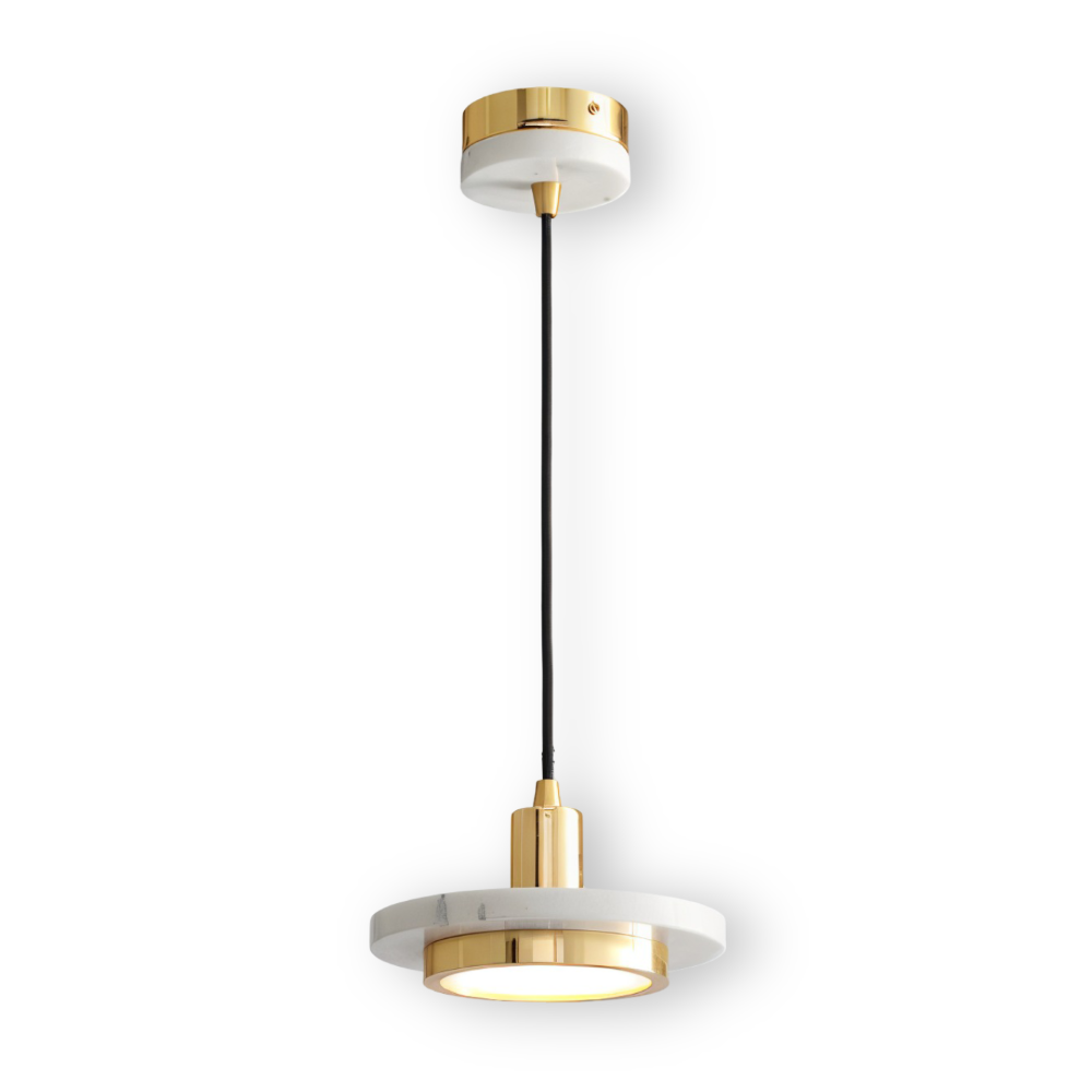 Lampa wisząca nad stół LED z marmurem – wariant biały