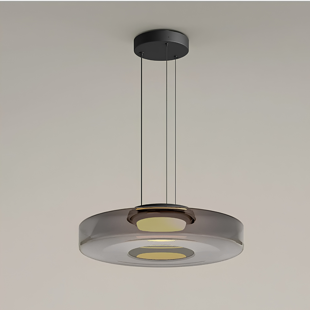 Lampa wisząca z dymnego szarego szkła, jeden klosz