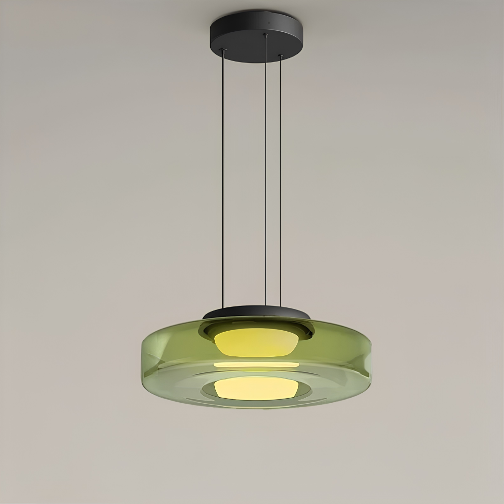 Zielona lampa wisząca szklana z jednym kloszem
