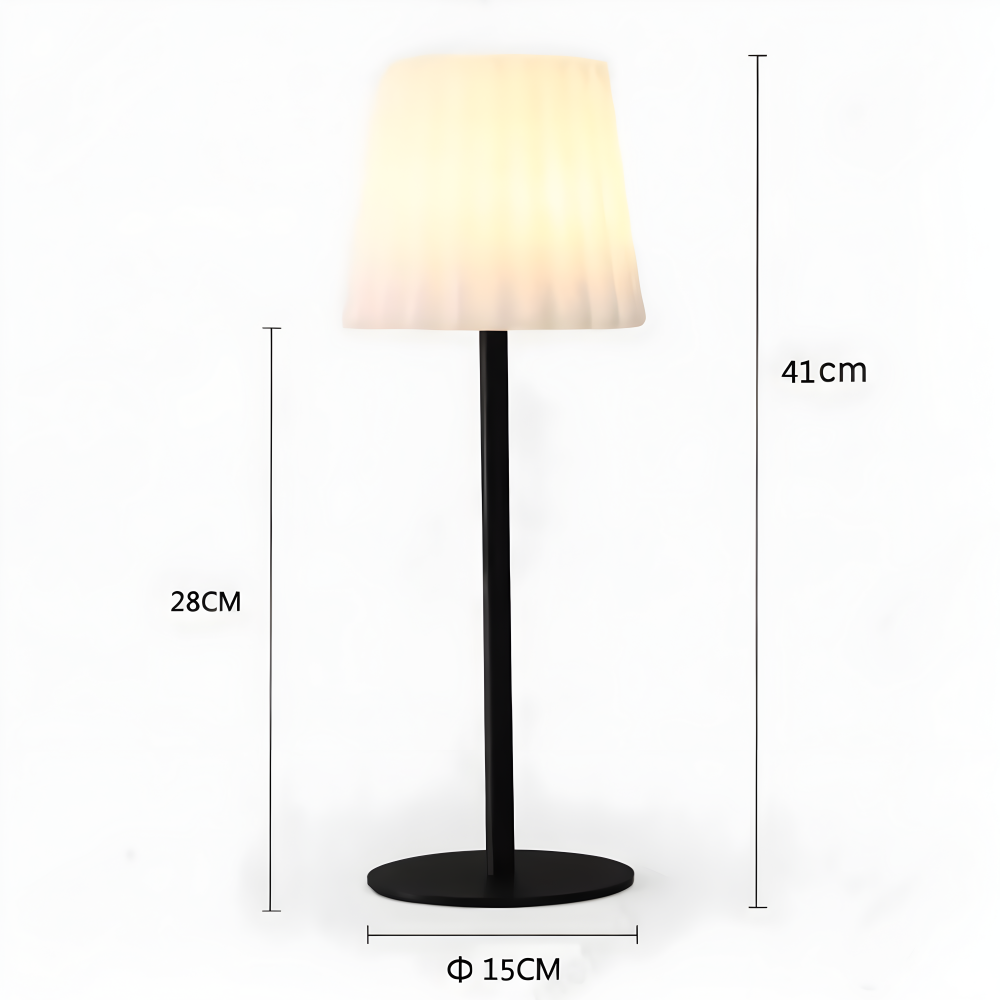 Wymiary lampki nocnej: 41 cm wysokości, podstawa 15 cm