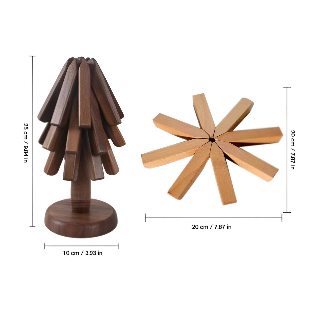 Wymiary: drzewko 25 cm, podstawa 10 cm, podkładka rozłożona 20 x 20 cm