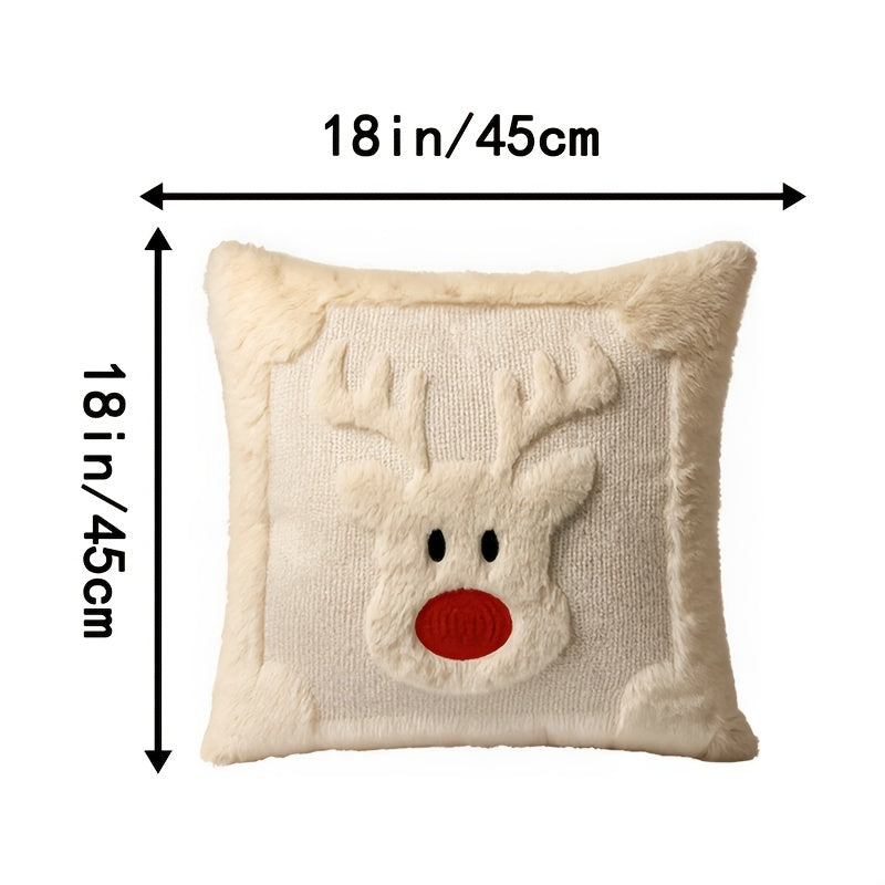 Wymiary poszewki z reniferem: 45 x 45 cm na białym tle