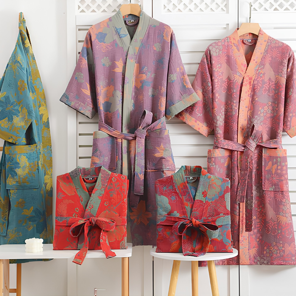 Szlafrok kimono z paskiem w talii