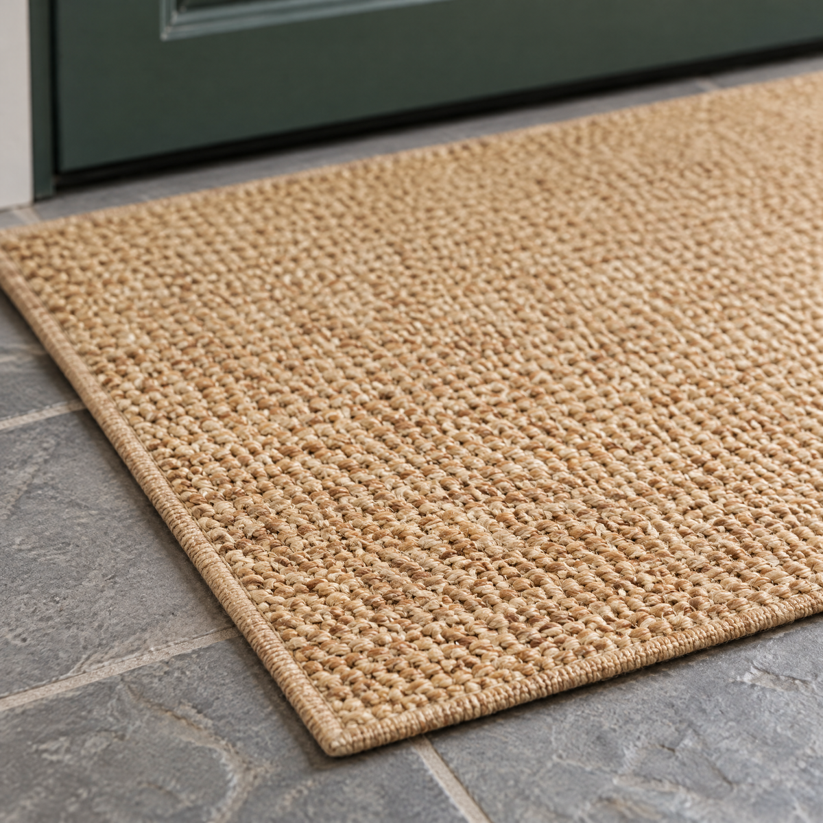 Zbliżenie splotu i obszytej krawędzi wycieraczki