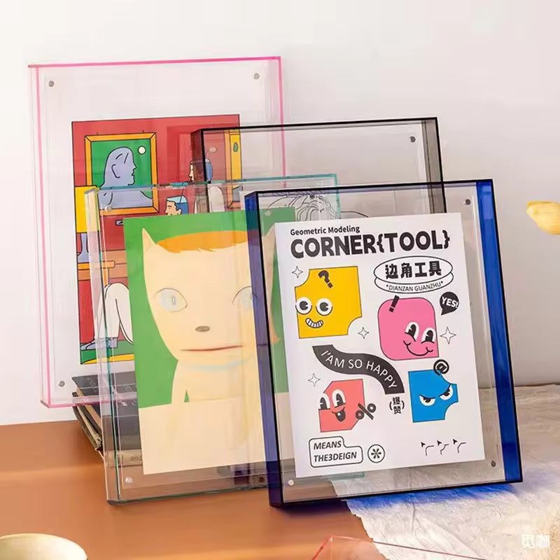 Kolorowa Akrylowa Ramka na Zdjęcia – Przezroczysta Ramka Ścienna w Stylu Retro do Plakatów i Grafik