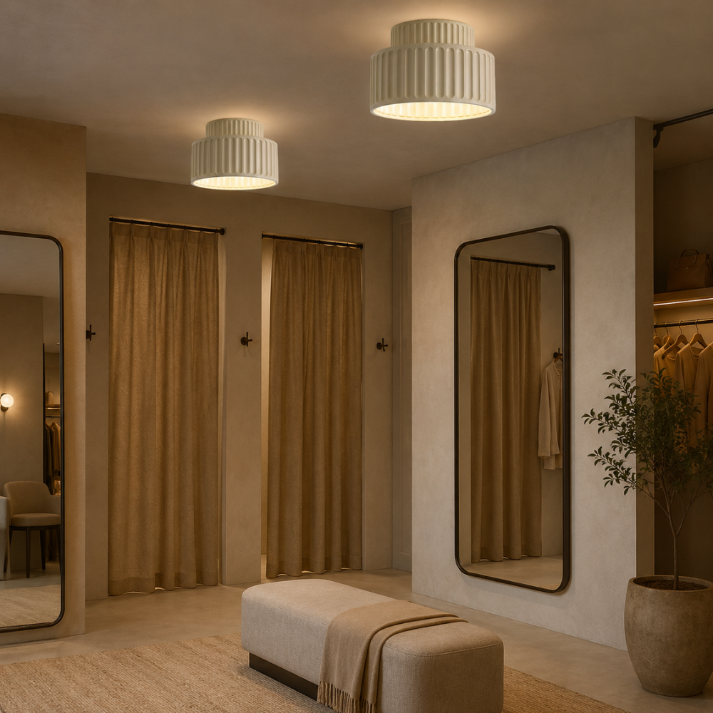 Żebrowana Lampa Sufitowa Natynkowa – Nowoczesny Plafon LED do Przedpokoju, Sypialni i Salonu