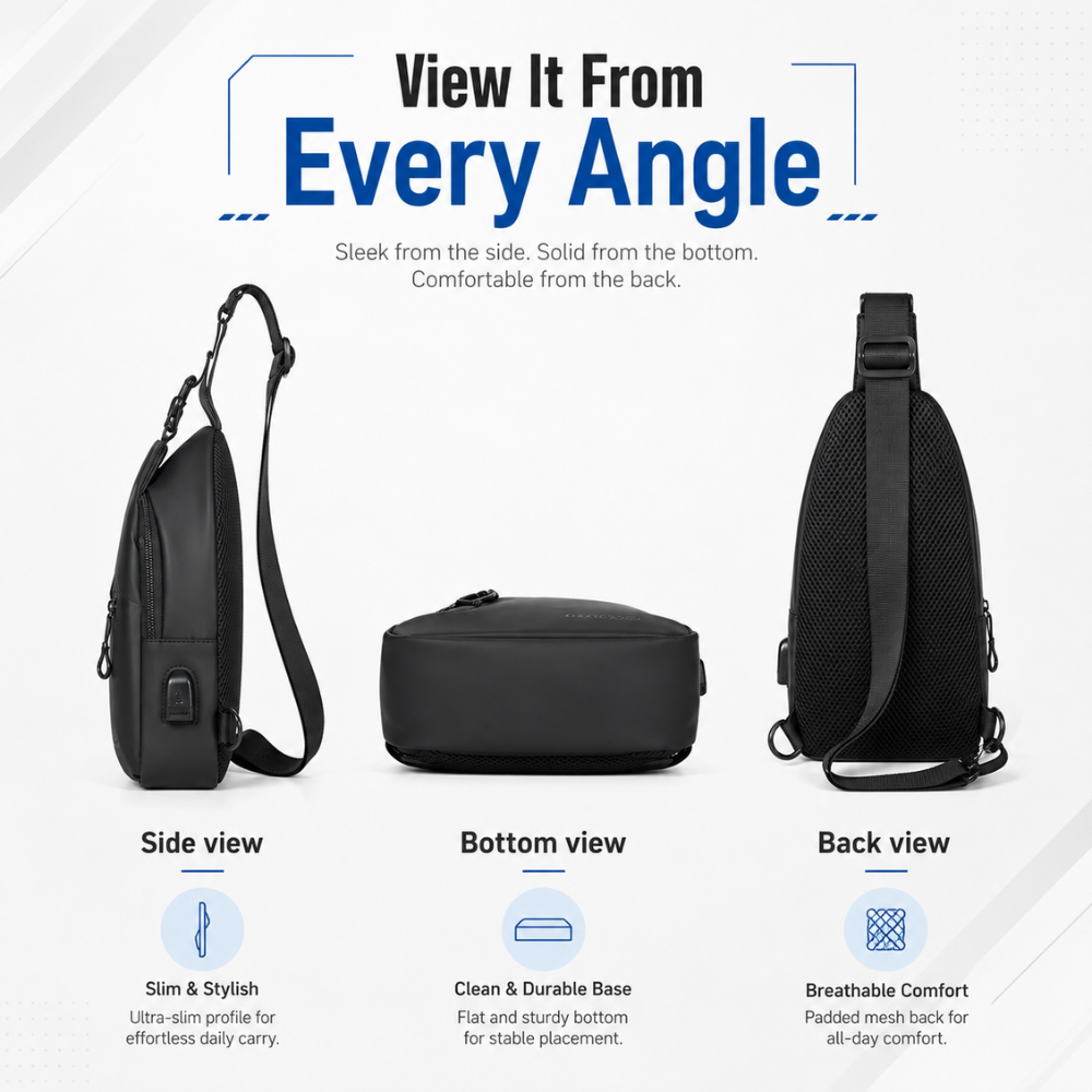 Torba Crossbody Sling na Ramię – Lekka Wodoodporna Saszetka z Regulowanym Paskiem do Podróży