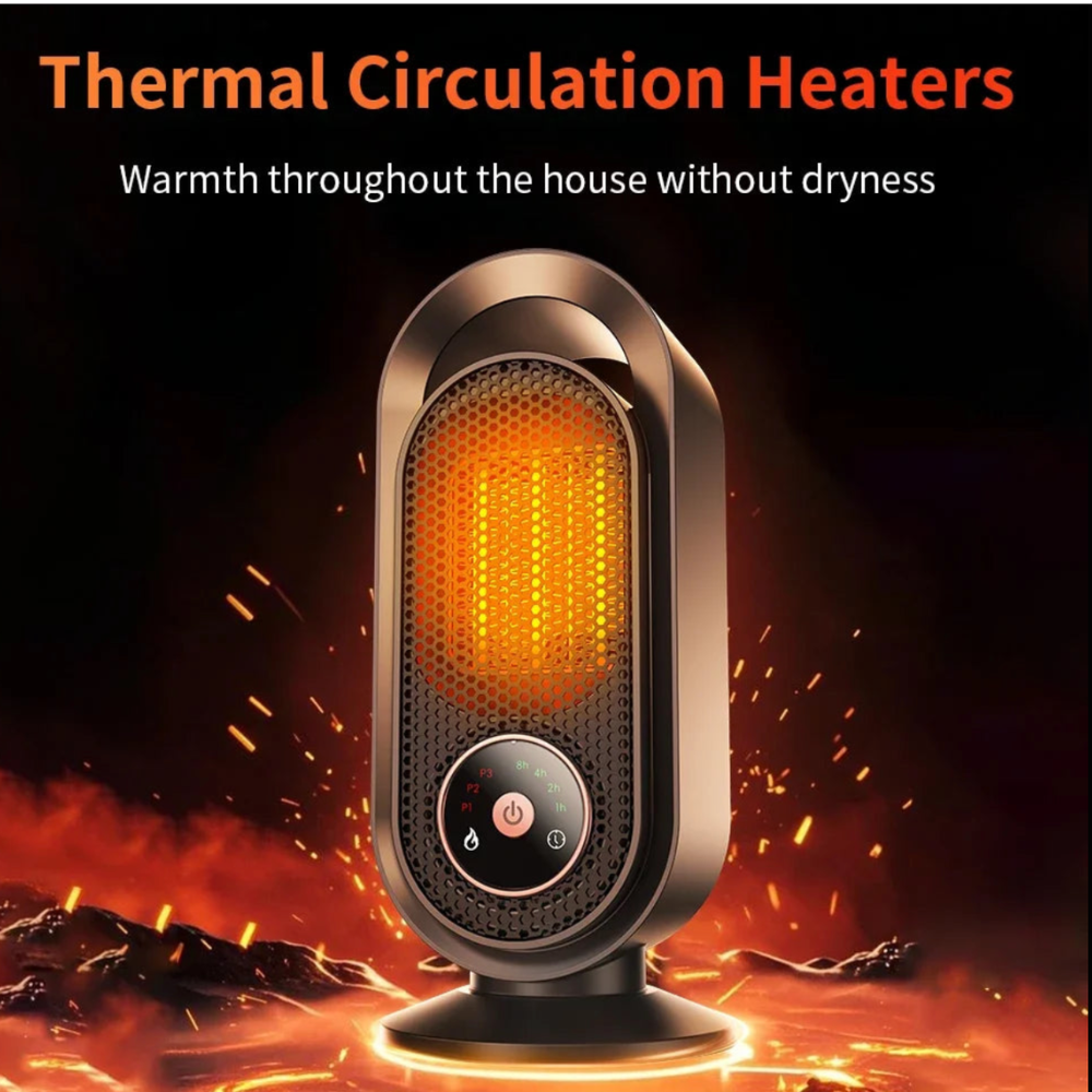 Termowentylator ceramiczny w kolorze czarnym z panelem dotykowym