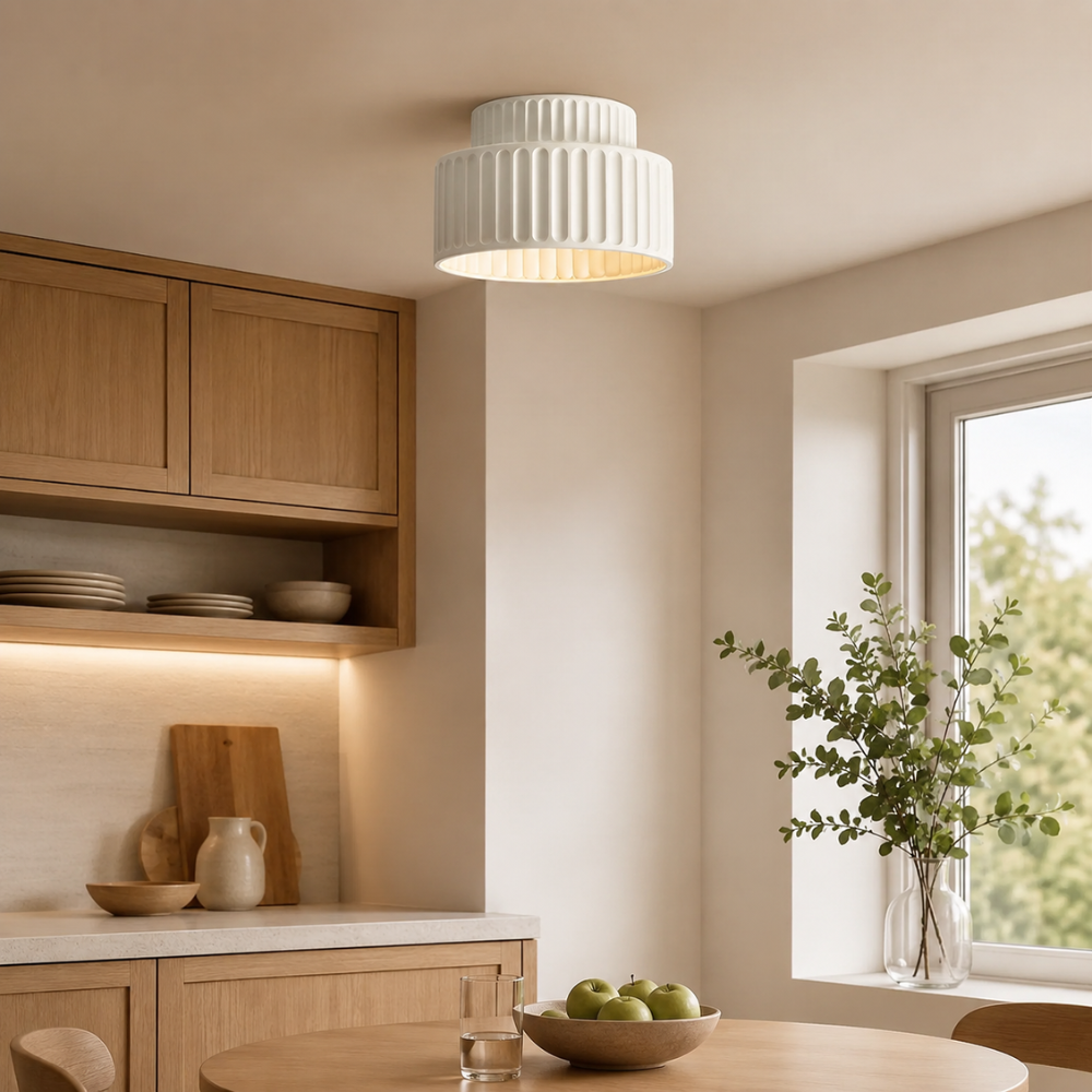 Żebrowana Lampa Sufitowa Natynkowa – Nowoczesny Plafon LED do Przedpokoju, Sypialni i Salonu