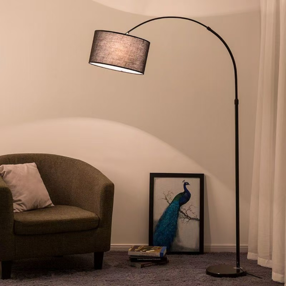 Abażur z tkaniny lampy łukowej w zbliżeniu