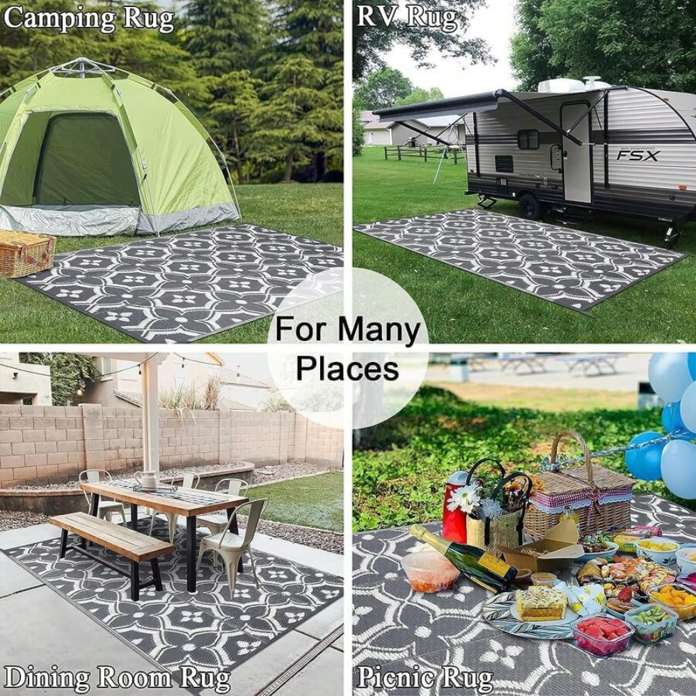 Dwustronny Dywan Zewnętrzny 120 × 180 cm – Lekka Mata Tarasowa na Balkon, Camping, Piknik i Patio