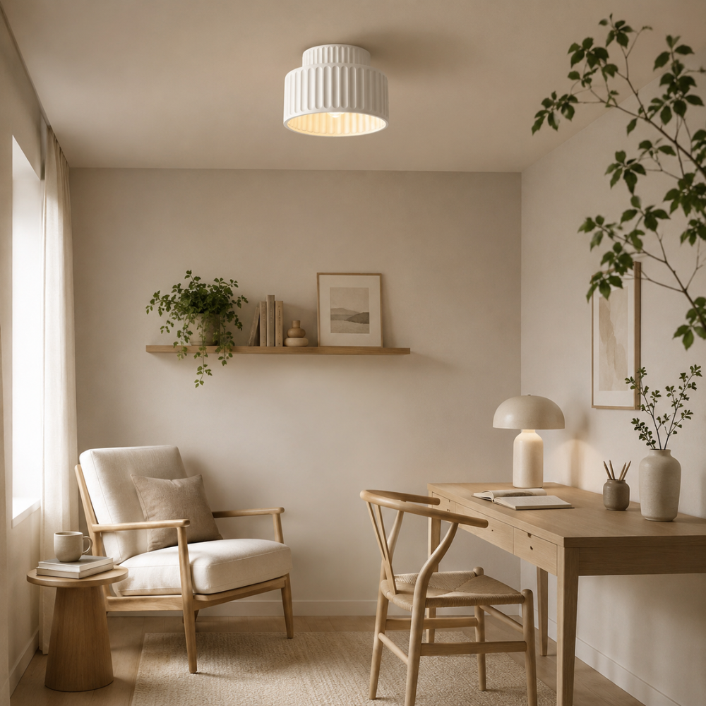Żebrowana Lampa Sufitowa Natynkowa – Nowoczesny Plafon LED do Przedpokoju, Sypialni i Salonu