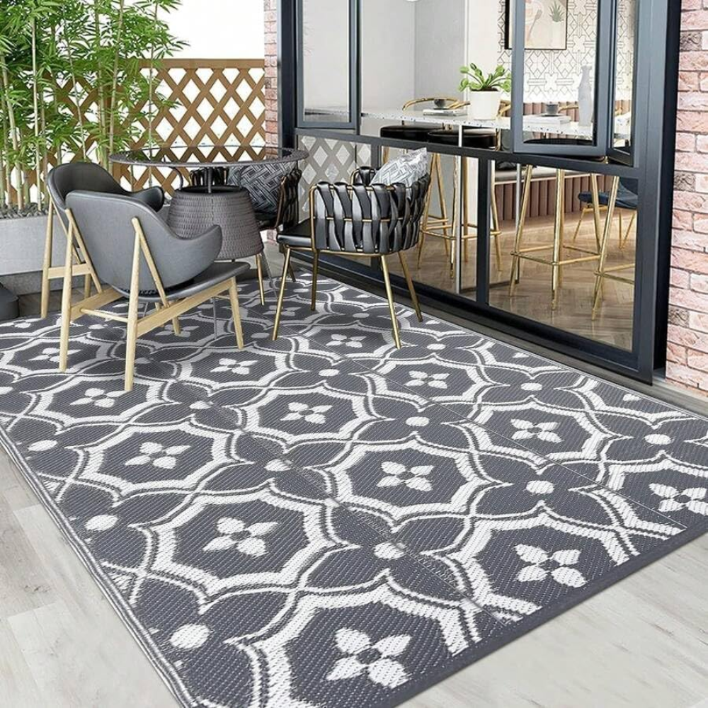 Dwustronny Dywan Zewnętrzny 120 × 180 cm – Lekka Mata Tarasowa na Balkon, Camping, Piknik i Patio