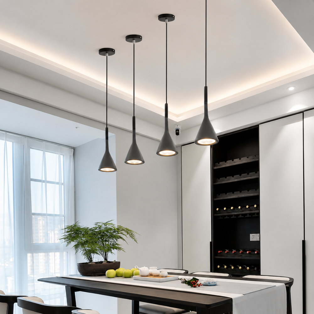 Nowoczesna Stożkowa Lampa Wisząca – Regulowana Lampa Sufitowa w Stylu Nordyckim do Kuchni i Jadalni