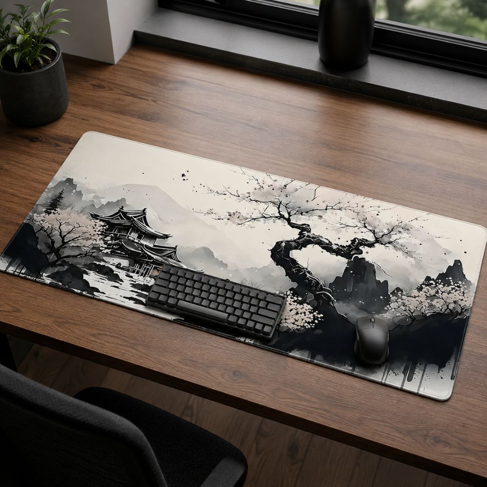Podkładka na biurko XXL 100x50 cm Sakura nocą – antypoślizgowa mata ga – 1